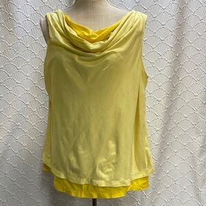 Talbots size 1X layered Yellow Drape Neck sleeveless Top casual classic soft